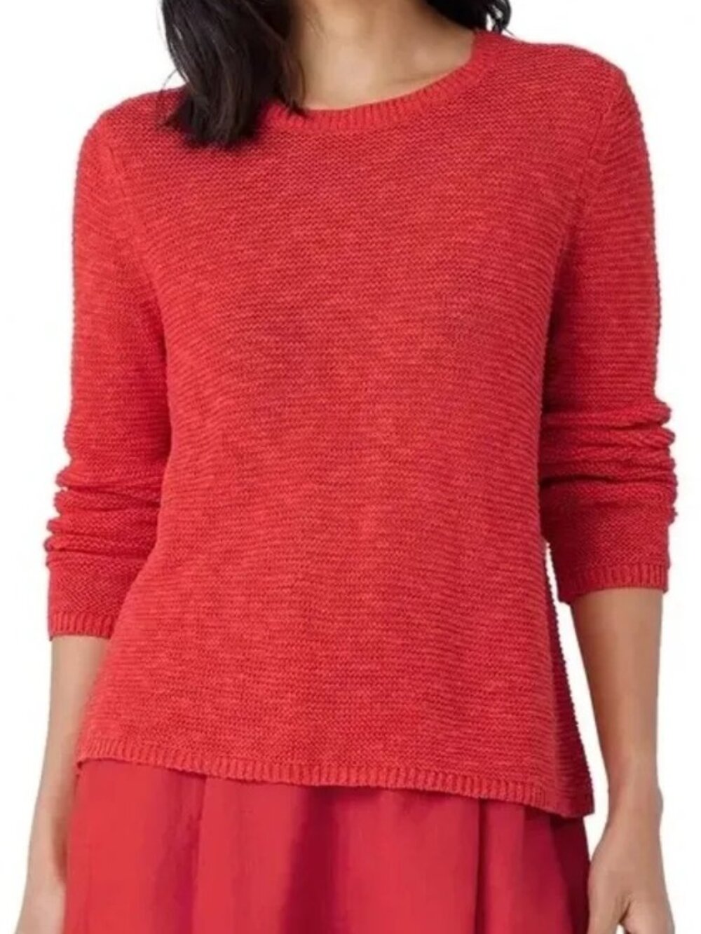 Organic Linen Cotton Slub Crew Neck Top 3X New